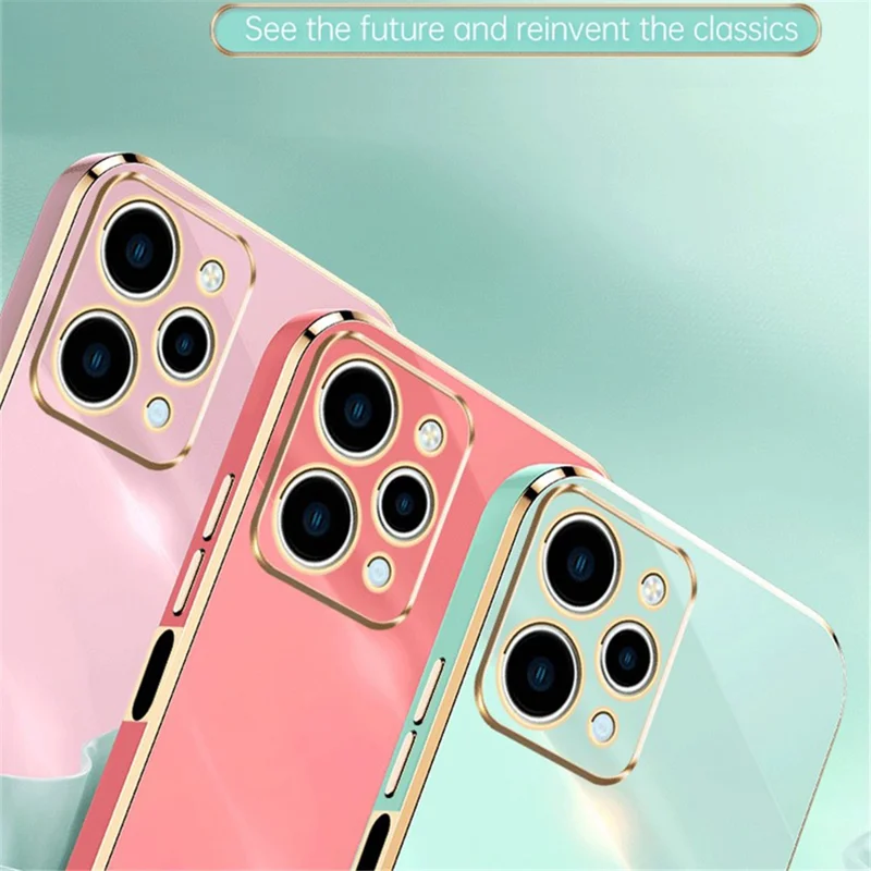 XINLI For Xiaomi Redmi 12 4G Electroplated Phone Case Ring Kickstand TPU Back Cover - Red