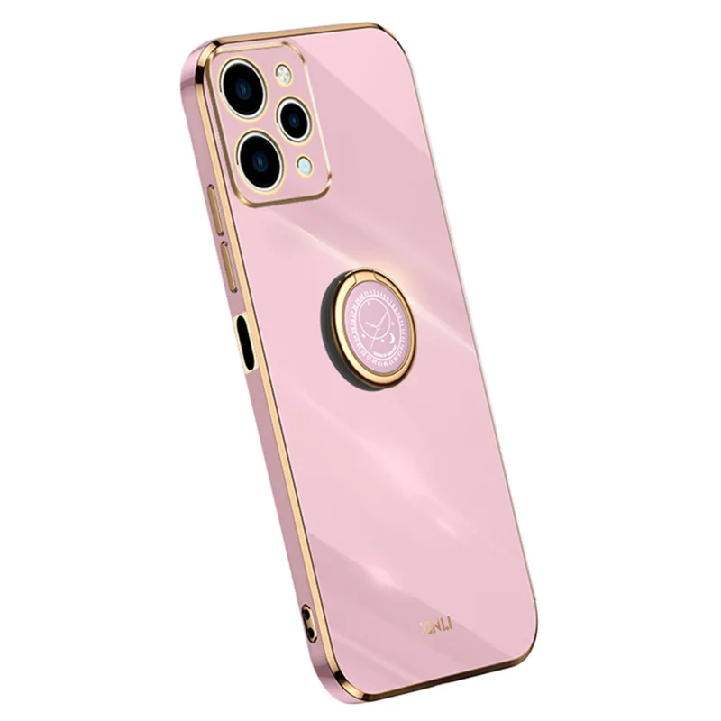XINLI Para Xiaomi Redmi 12 4G Capa de Celular Eletroplastada com Suporte em Anel - Roxo