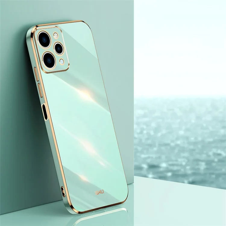 XINLI For Xiaomi Redmi 12 4G Electroplating Edge Phone Cover Soft TPU Protective Phone Case - Cyan