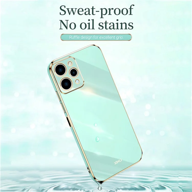 XINLI For Xiaomi Redmi 12 4G Electroplating Edge Phone Cover Soft TPU Protective Phone Case - Cyan