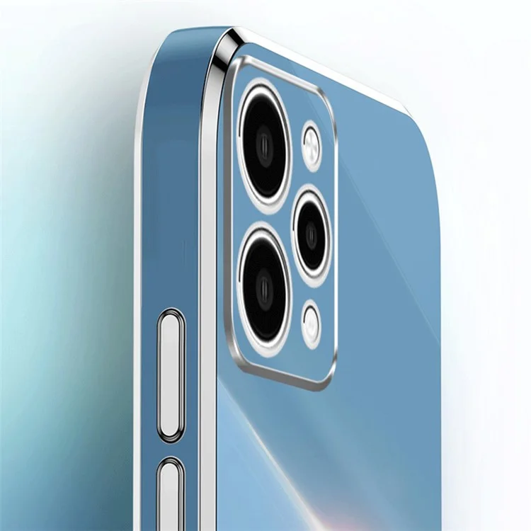 XINLI For Xiaomi Redmi 12 4G Electroplating Edge Phone Cover Soft TPU Protective Phone Case - Cyan