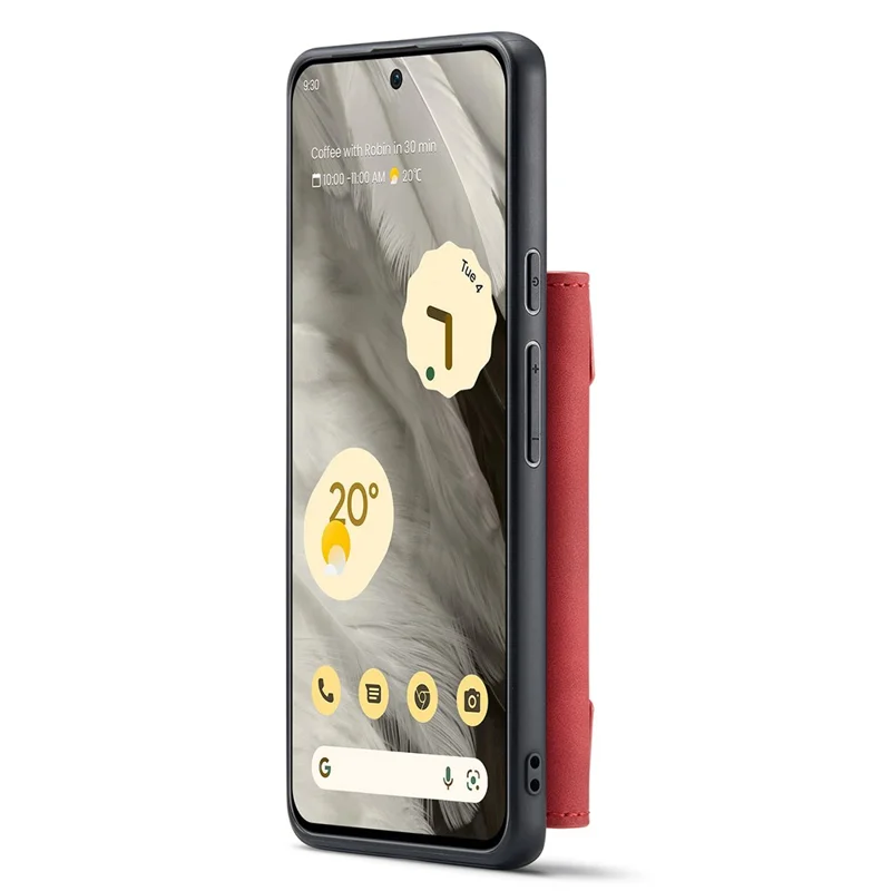 DG.MING M2 Series for Google Pixel 8 Magnetic Detachable Back Cover Leather Coated PC+TPU Kickstand Wallet Phone Case - Red