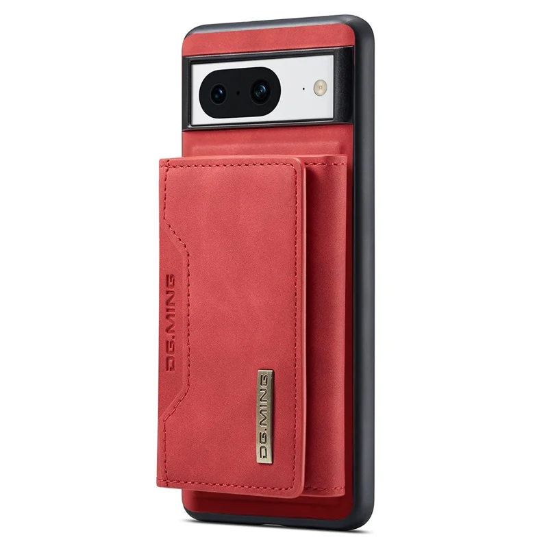 DG.MING M2 Series for Google Pixel 8 Magnetic Detachable Back Cover Leather Coated PC+TPU Kickstand Wallet Phone Case - Red