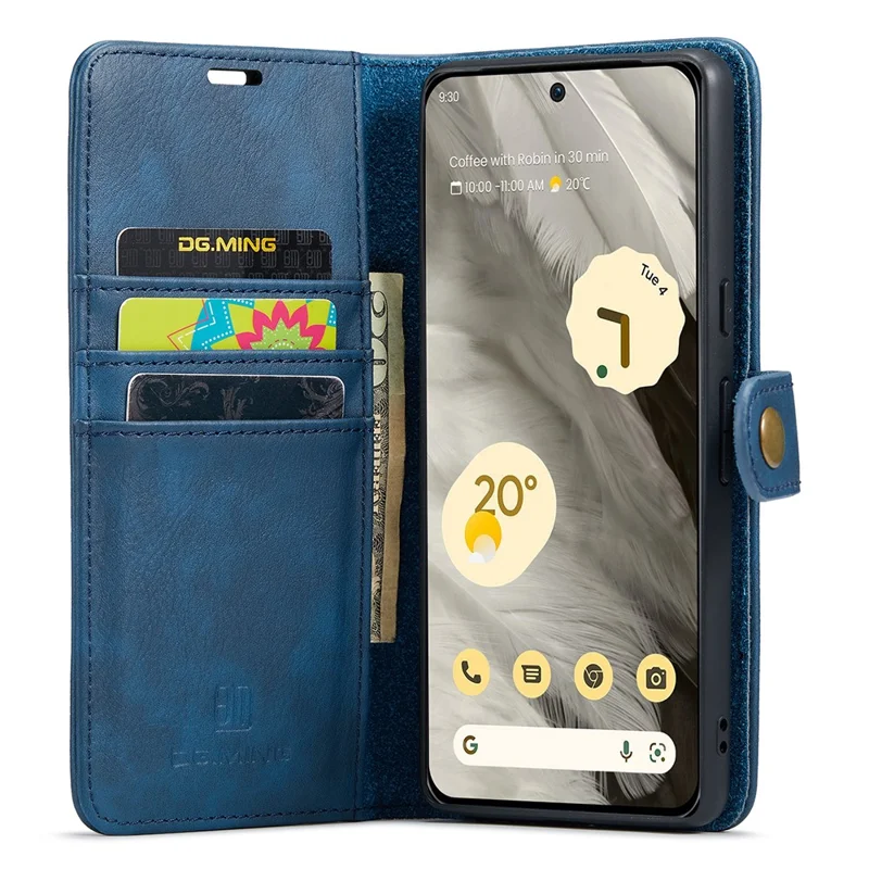 DG.MING Per Google Pixel 8 Custodia Magnetica Distaccabile Antiurto Portafoglio in Pelle Split Supporto di Copertura - Blu