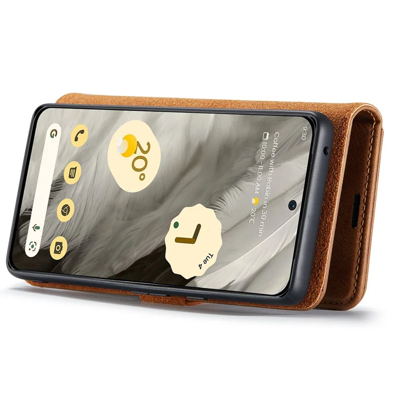 DG.MING For Google Pixel 8 Detachable Magnetic Phone Case Drop Proof Split Leather Wallet Stand Cover - Brown