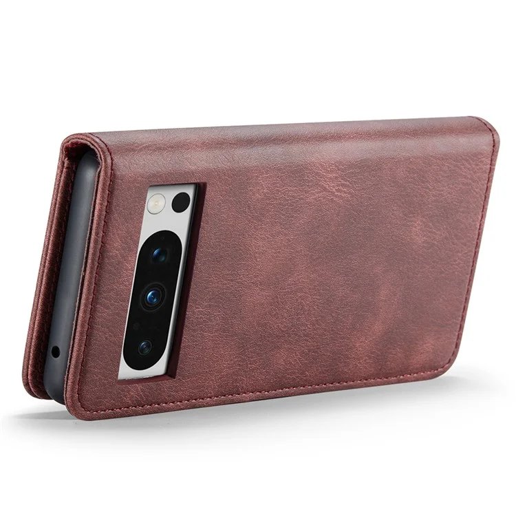 DG.MING For Google Pixel 8 Pro Detachable Magnetic Phone Case Anti-scratch Split Leather Wallet Stand Cover - Red