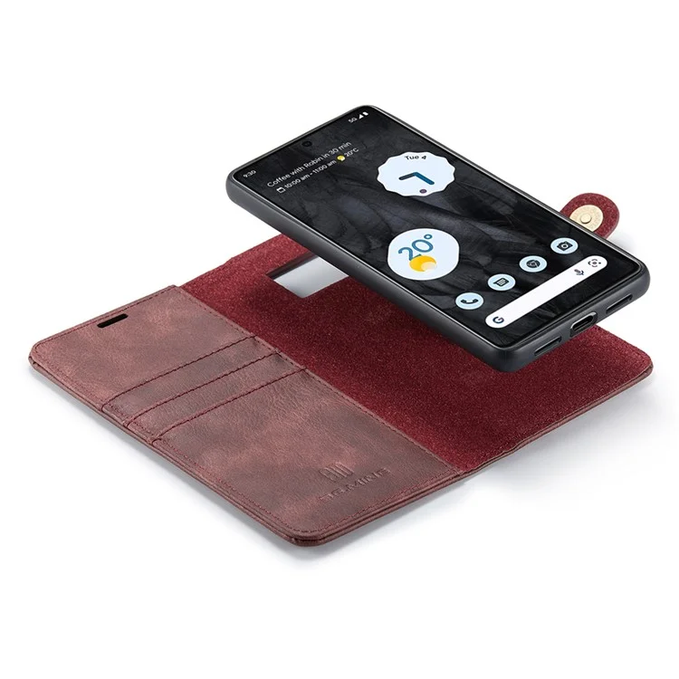 DG.MING For Google Pixel 8 Pro Detachable Magnetic Phone Case Anti-scratch Split Leather Wallet Stand Cover - Red