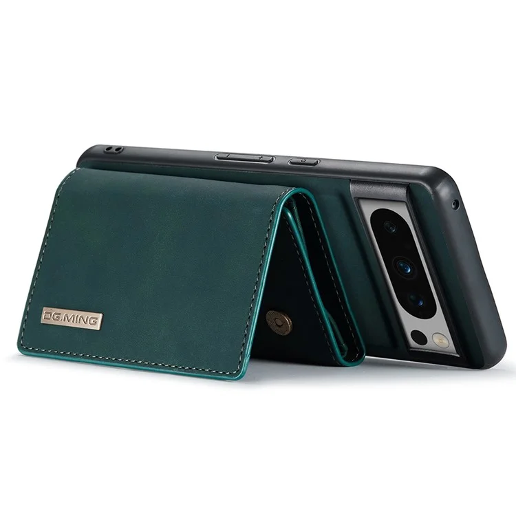 DG.MING M1 Series For Google Pixel 8 Pro Magnetic Wallet Kickstand Phone Case PC+TPU Leather Coated Shockproof Cover - Green