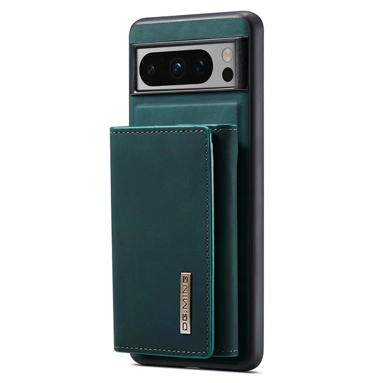 DG.MING M1 Series For Google Pixel 8 Pro Magnetic Wallet Kickstand Phone Case PC+TPU Leather Coated Shockproof Cover - Green