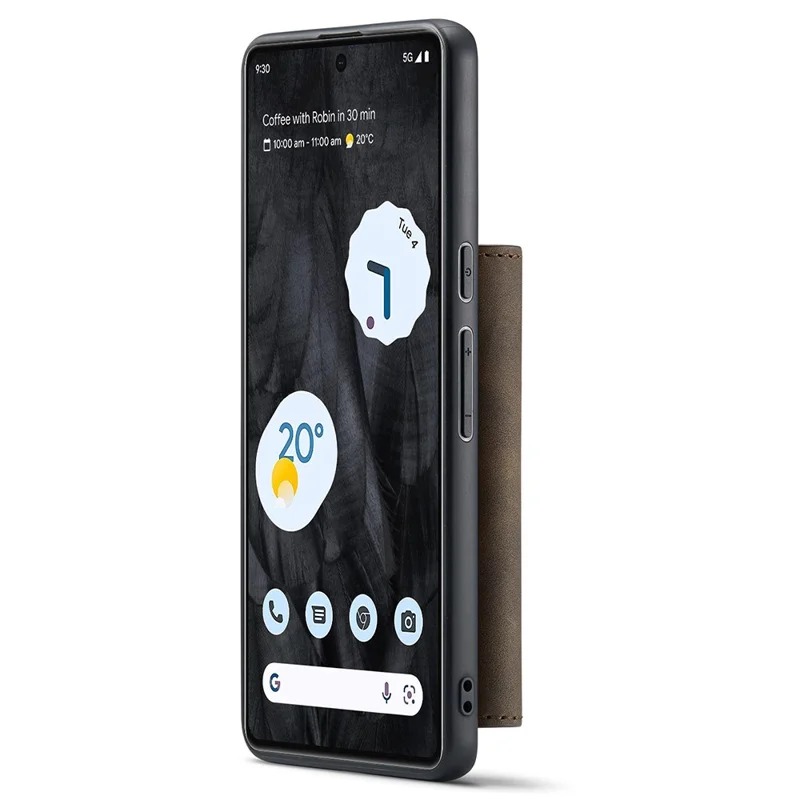 DG.MING M1 Series For Google Pixel 8 Pro Magnetic Wallet Kickstand Phone Case PC+TPU Leather Coated Shockproof Cover - Coffee