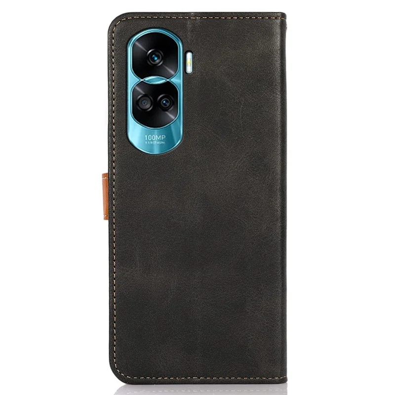 KHAZNEH For Honor 90 Lite 5G / X50i 5G Cowhide Texture Stand Phone Cover Wallet PU Leather Case - Black