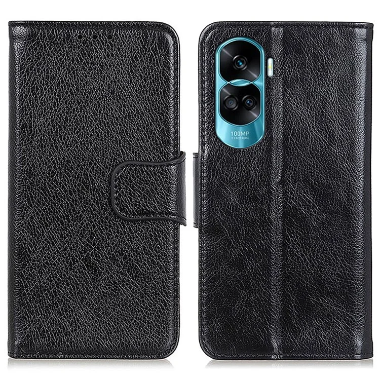 Pour Honor 90 Lite 5G / X50i 5G Fall Proof Nappa Texture Split Leather Wallet Case Phone Cover with Stand - Noir