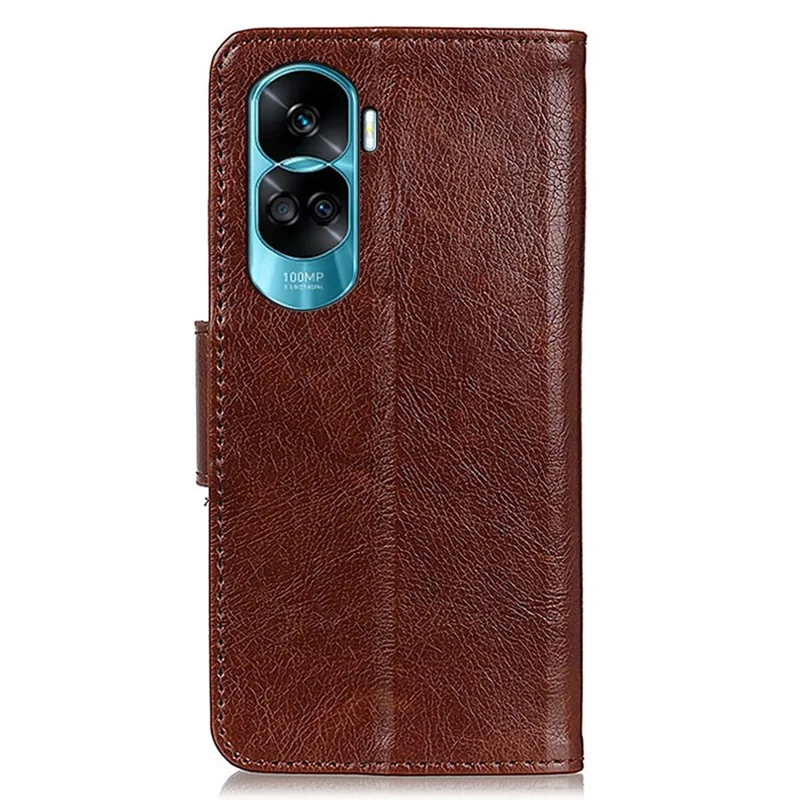For Honor 90 Lite 5G / X50i 5G Fall Proof Nappa Texture Split Leather Wallet Case Phone Cover with Stand - Brown