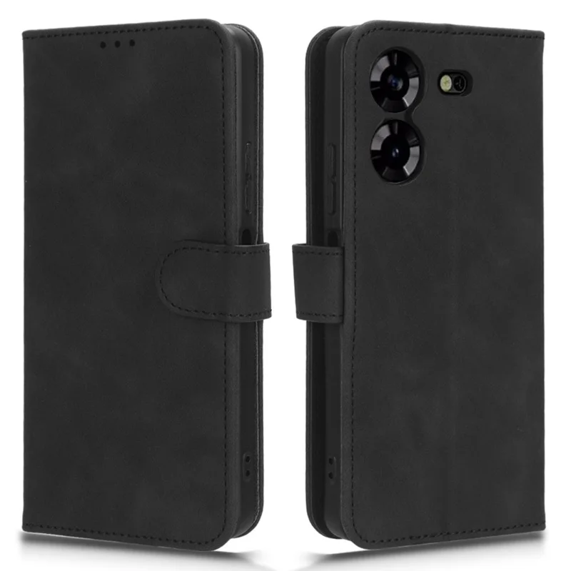Pour TECNO Pova 5 4G Skin-Touch Stand Phone Case PU Leather Wallet Anti-Drop Phone Cover - Noir