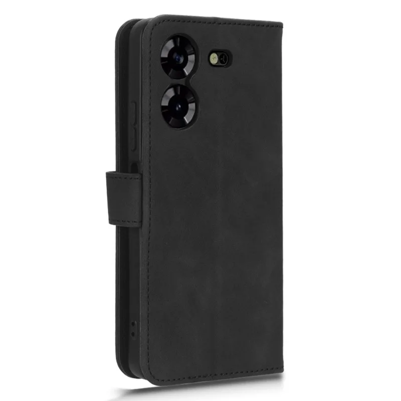 Pour TECNO Pova 5 4G Skin-Touch Stand Phone Case PU Leather Wallet Anti-Drop Phone Cover - Noir