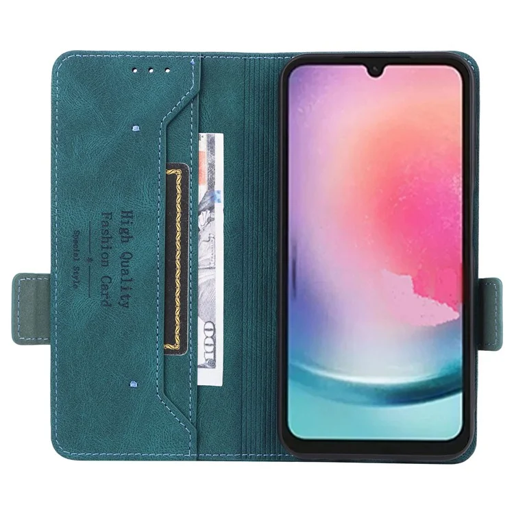 Pour Samsung Galaxy A25 5G (Global) (161,0 x 76,5 x 8,3 mm) Étui de protection en cuir PU avec stand et porte-cartes - Bleu