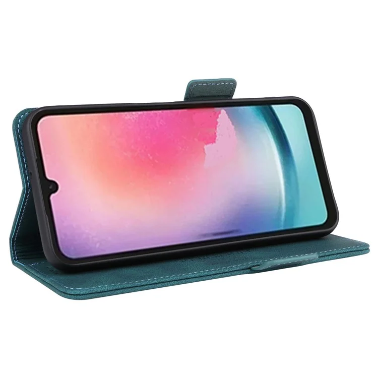 Pour Samsung Galaxy A25 5G (Global) (161,0 x 76,5 x 8,3 mm) Étui de protection en cuir PU avec stand et porte-cartes - Bleu