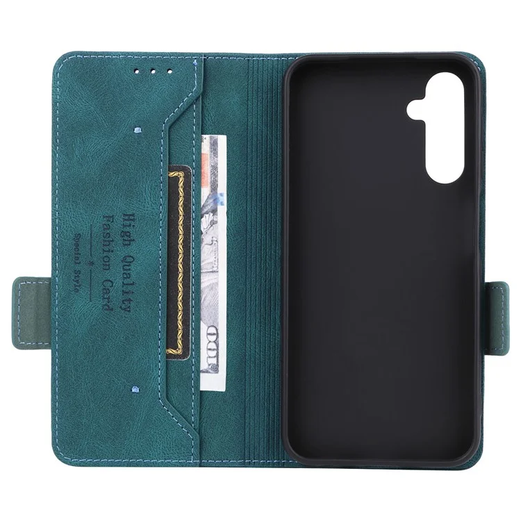 Pour Samsung Galaxy A25 5G (Global) (161,0 x 76,5 x 8,3 mm) Étui de protection en cuir PU avec stand et porte-cartes - Bleu