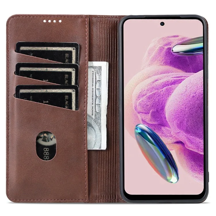 AZNS For Xiaomi Redmi Note 12S 4G Viewing Stand PU Leather Wallet Case Flip Folio Phone Cover - Coffee
