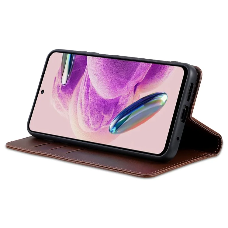 AZNS For Xiaomi Redmi Note 12S 4G Viewing Stand PU Leather Wallet Case Flip Folio Phone Cover - Coffee