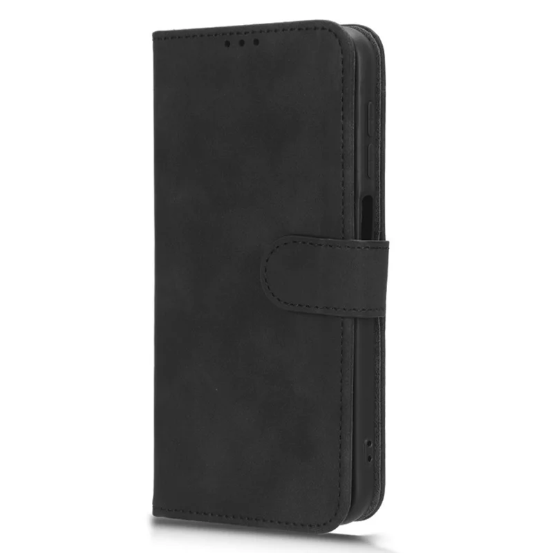 For Samsung Galaxy A24 4G (162.1 x 77.6 x 8.3mm) PU Leather Wallet Cell Phone Cover Anti-Dust Skin-touch Stand Case - Black