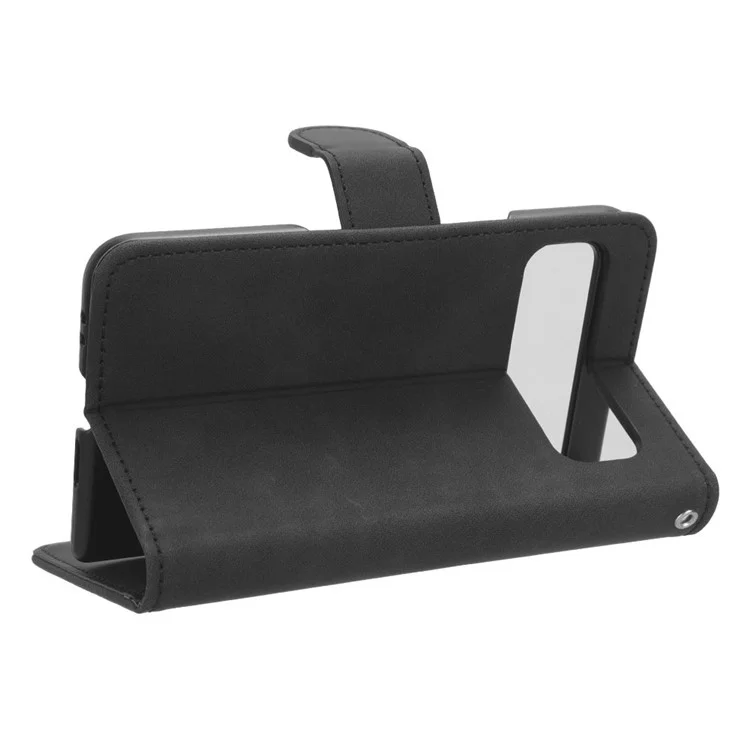 For Google Pixel Fold Skin-touch Stand Case Wallet Anti-drop PU Leather Phone Cover - Black