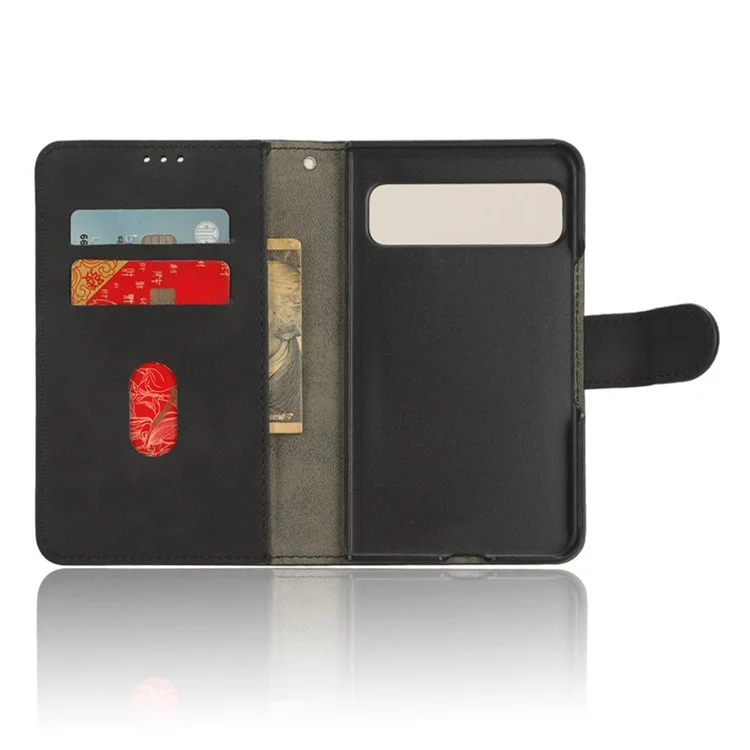 For Google Pixel Fold Skin-touch Stand Case Wallet Anti-drop PU Leather Phone Cover - Black