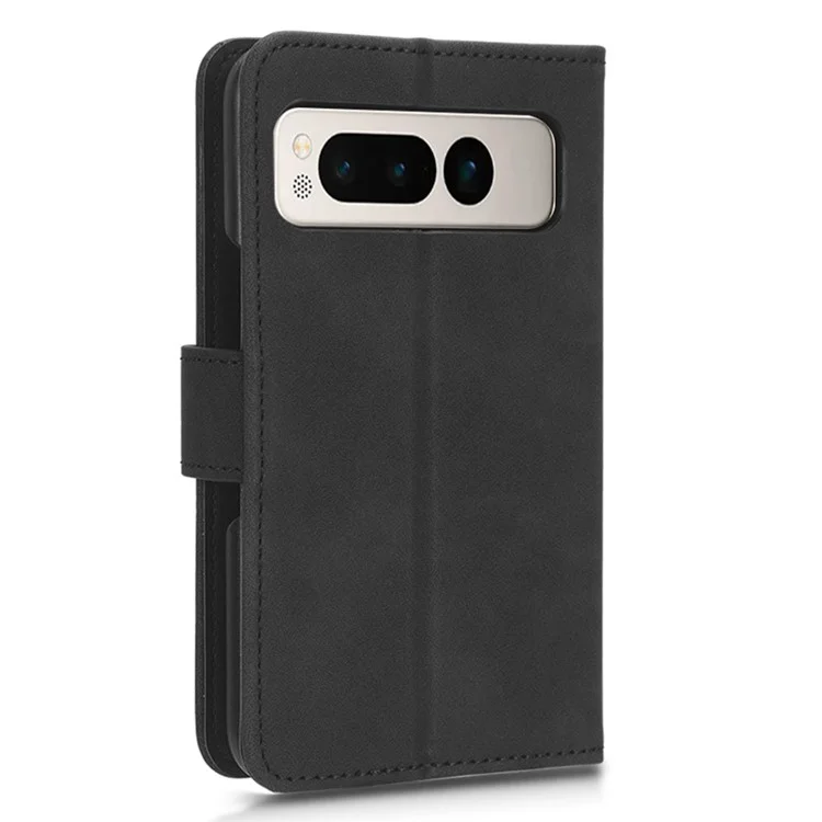 For Google Pixel Fold Skin-touch Stand Case Wallet Anti-drop PU Leather Phone Cover - Black