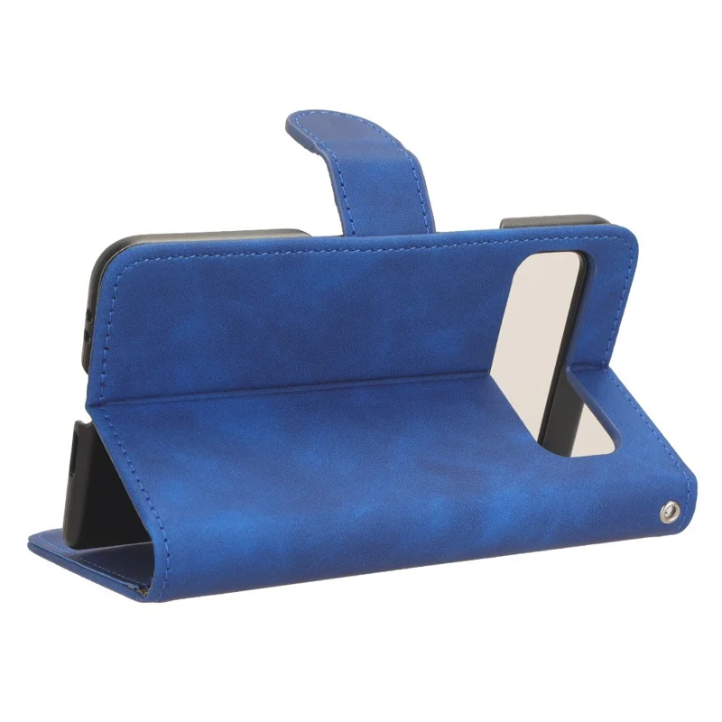 For Google Pixel Fold Skin-touch Stand Case Wallet Anti-drop PU Leather Phone Cover - Blue