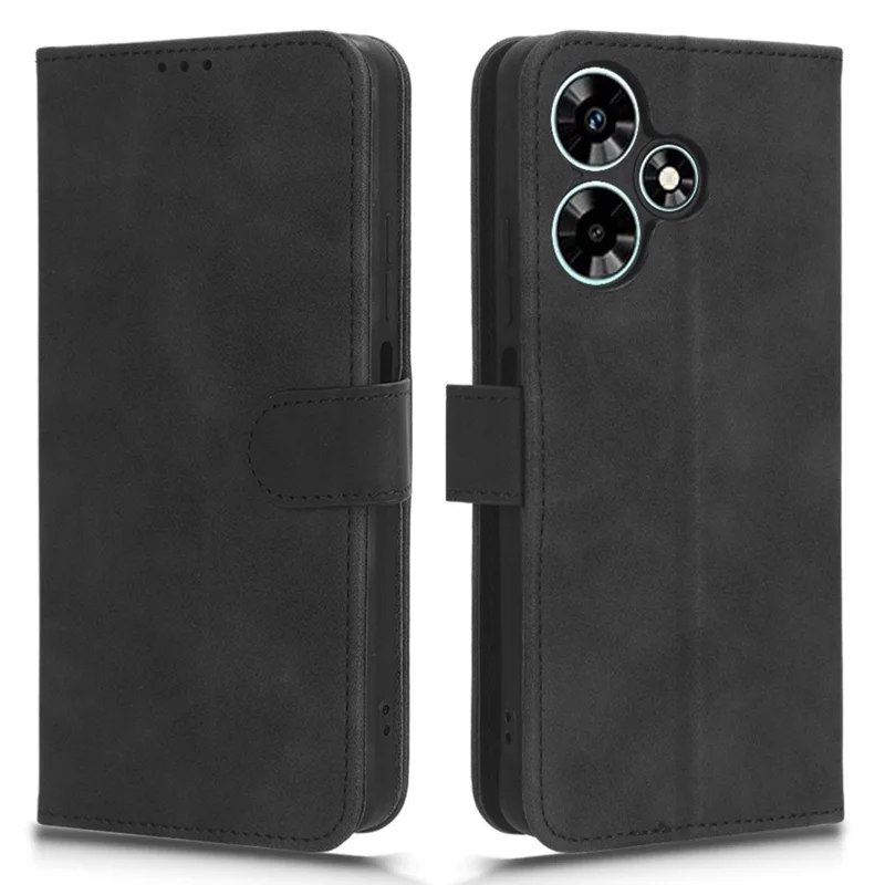 Для Infinix Hot 30 TPU + PU Leather Skin-Touch Phone Case Wallet Anti-Drop Cell Phone Cover - Black