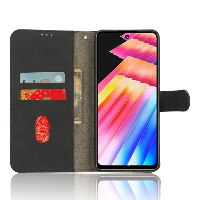 Для Infinix Hot 30 TPU + PU Leather Skin-Touch Phone Case Wallet Anti-Drop Cell Phone Cover - Black
