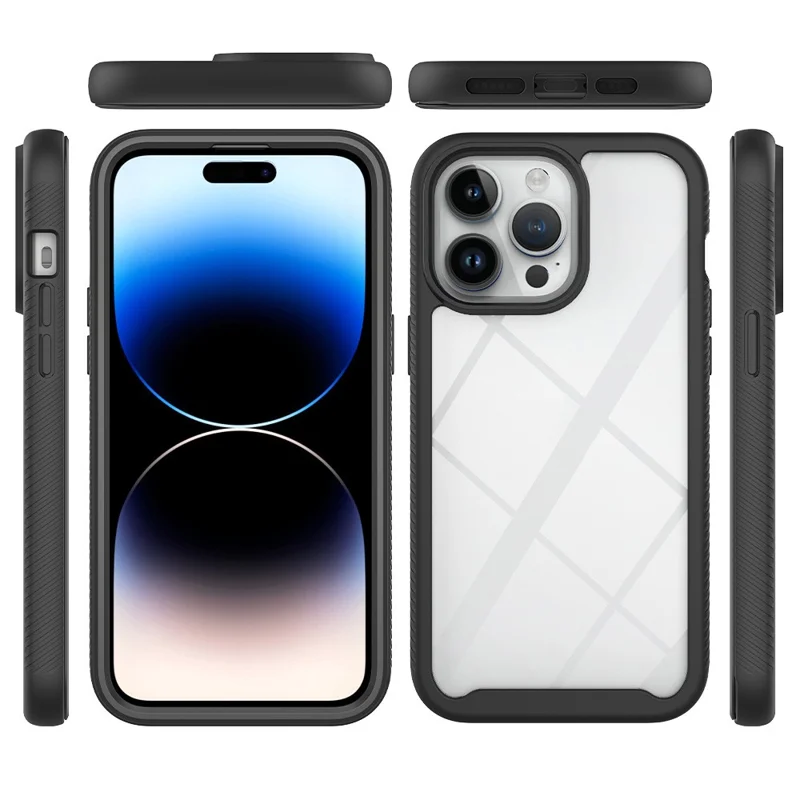 For iPhone 15 Pro Max Anti-drop Back Case Acrylic + PC + TPU Hybrid Phone Cover - Dark Blue