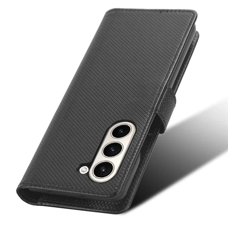 Für Samsung Galaxy Z Fold5 5G PU-Leder-Brieftaschenhülle mit Ständer Diamantstruktur Handyhülle - Schwarz