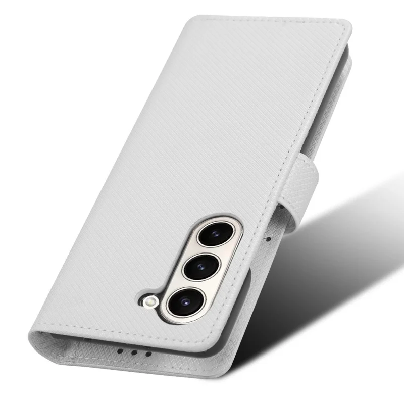 For Samsung Galaxy Z Fold5 5G PU Leather Wallet Case Stand Diamond Texture Phone Cover - White