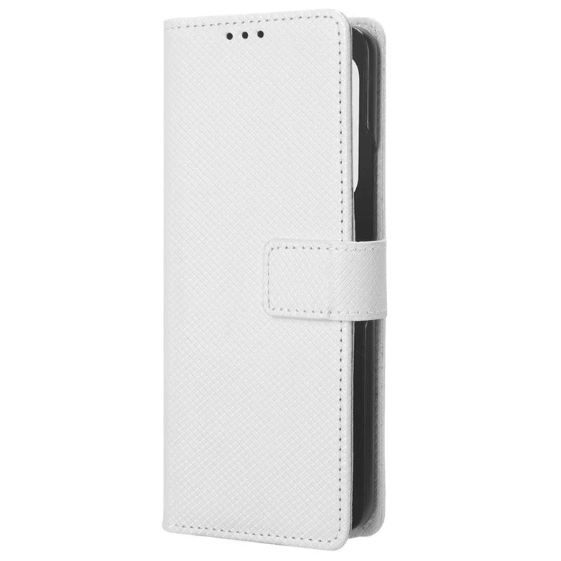 For Samsung Galaxy Z Fold5 5G PU Leather Wallet Case Stand Diamond Texture Phone Cover - White