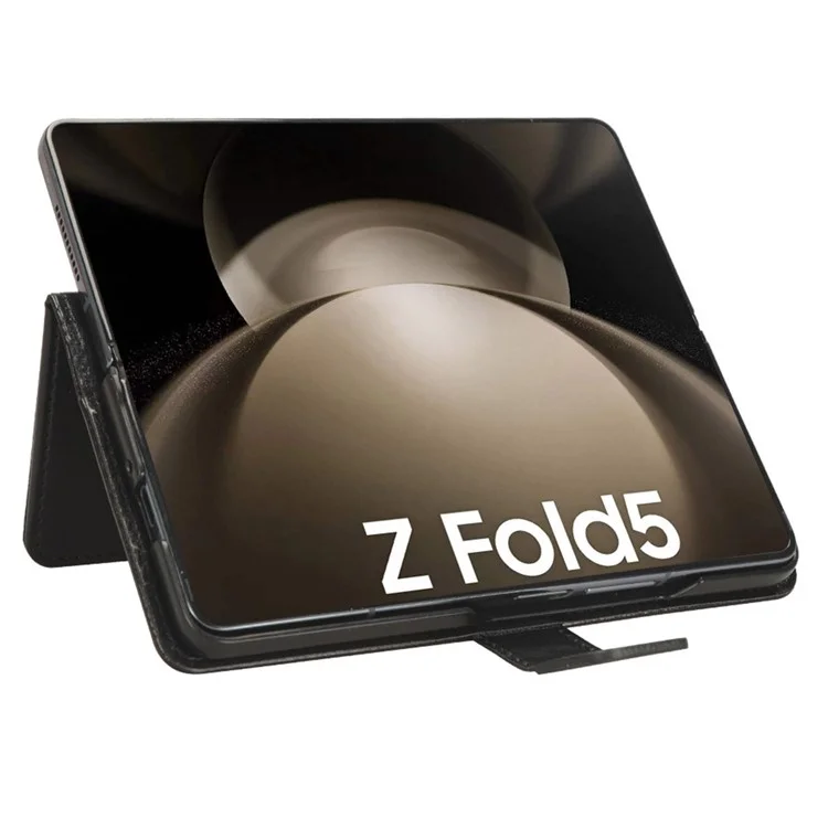 Für Samsung Galaxy Z Fold5 5G Kartenfach Ledercase Crazy Horse Textur Ständer Cover - Schwarz