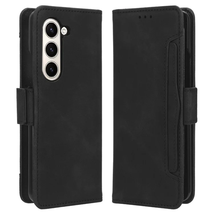 Mehrfache Kartenfächer Lederhülle für Samsung Galaxy Z Fold5 5G, Brieftasche Standfunktion Telefonhülle - Schwarz