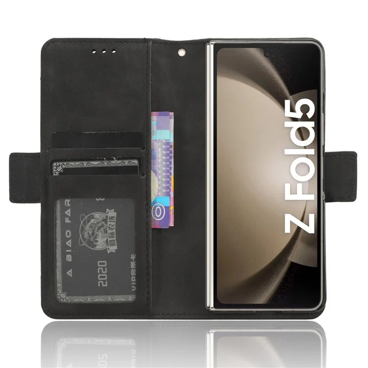 Mehrfache Kartenfächer Lederhülle für Samsung Galaxy Z Fold5 5G, Brieftasche Standfunktion Telefonhülle - Schwarz