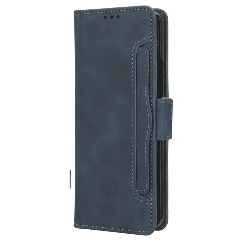 Skórzana obudowa z wieloma slotami na karty dla Samsung Galaxy Z Fold5 5G, etui portfel z podstawką - Niebieski