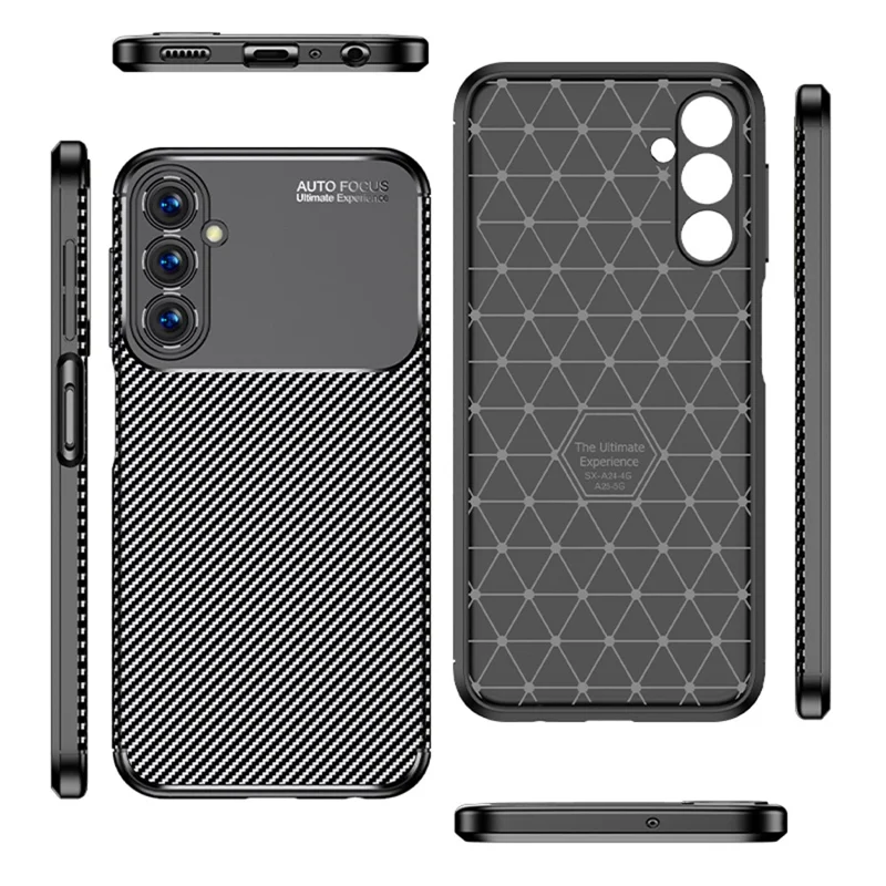 For Samsung Galaxy A25 5G (Global) (161.0 x 76.5 x 8.3mm) Shockproof Carbon Fiber Texture Phone Cover TPU Mobile Phone Shell