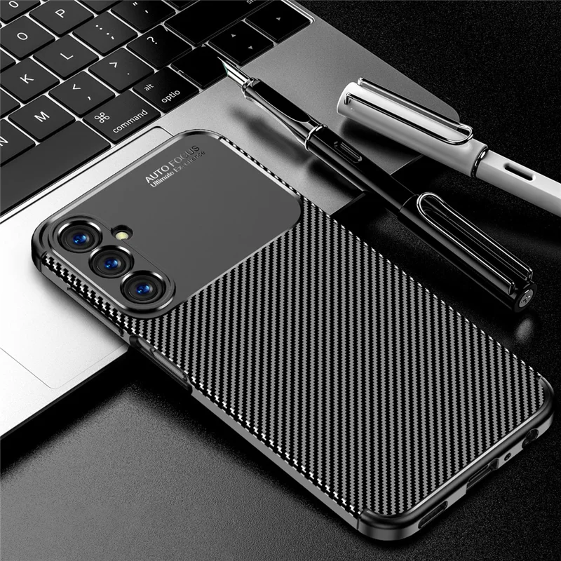 For Samsung Galaxy A25 5G (Global) (161.0 x 76.5 x 8.3mm) Shockproof Carbon Fiber Texture Phone Cover TPU Mobile Phone Shell