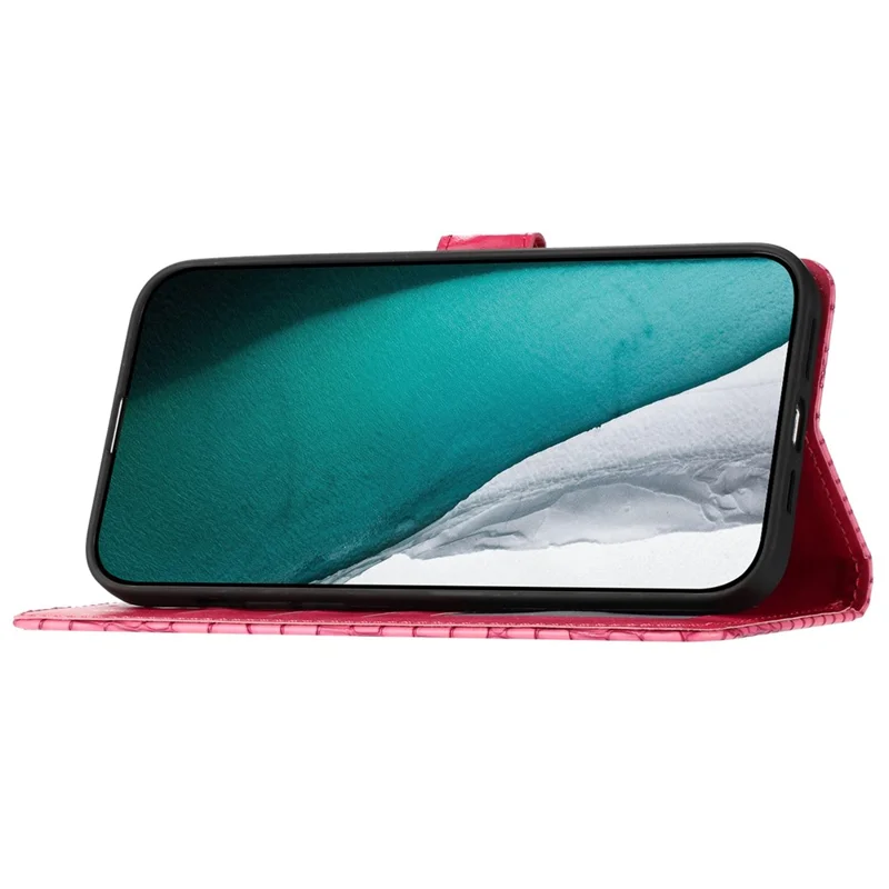 For Xiaomi Redmi Note 12 4G Stand Wallet Leather Cover Crocodile Texture Phone Case with Hand Strap - Rose