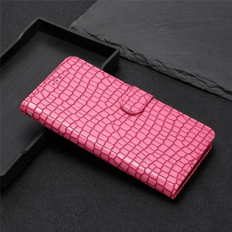 For Xiaomi Redmi Note 12 4G Stand Wallet Leather Cover Crocodile Texture Phone Case with Hand Strap - Rose