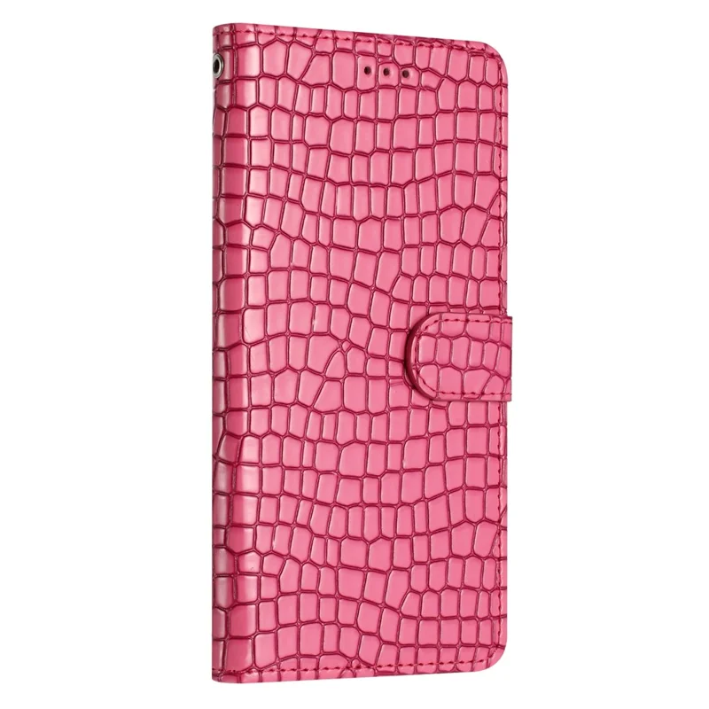 For Xiaomi Redmi Note 12 4G Stand Wallet Leather Cover Crocodile Texture Phone Case with Hand Strap - Rose