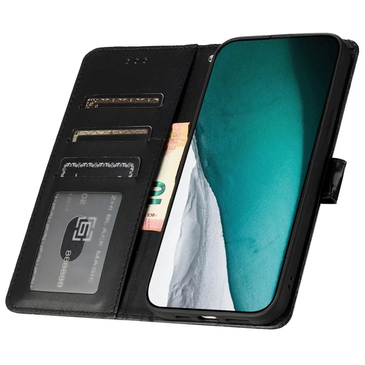 Para Samsung Galaxy A73 5G Folio Flip Funda de Cuero Textura de Cocodrilo Estuche de Teléfono con Soporte y Correa de Mano - Negro