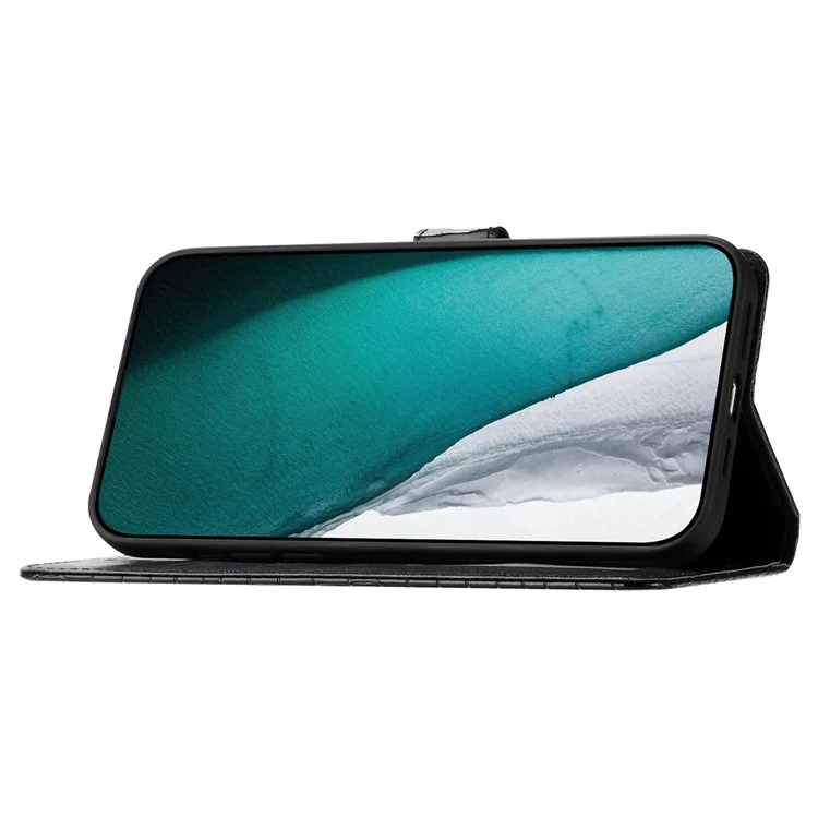 Para Samsung Galaxy A73 5G Folio Flip Funda de Cuero Textura de Cocodrilo Estuche de Teléfono con Soporte y Correa de Mano - Negro
