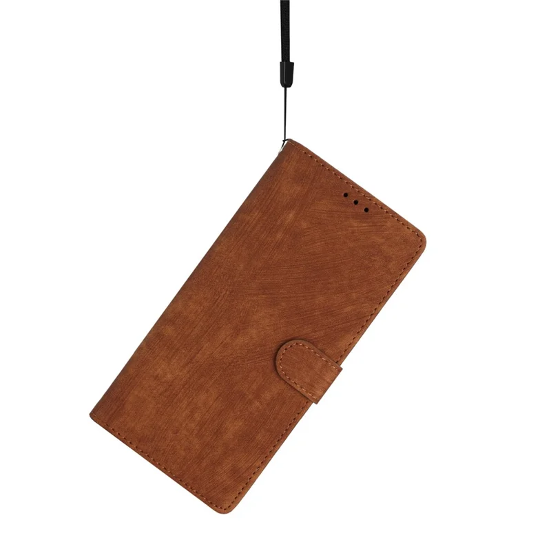 For iPhone 15 Pro Cell Phone Cover PU Leather Wallet Slim-Fit Mobile Phone Case Stand Skin-touch Shell - Brown