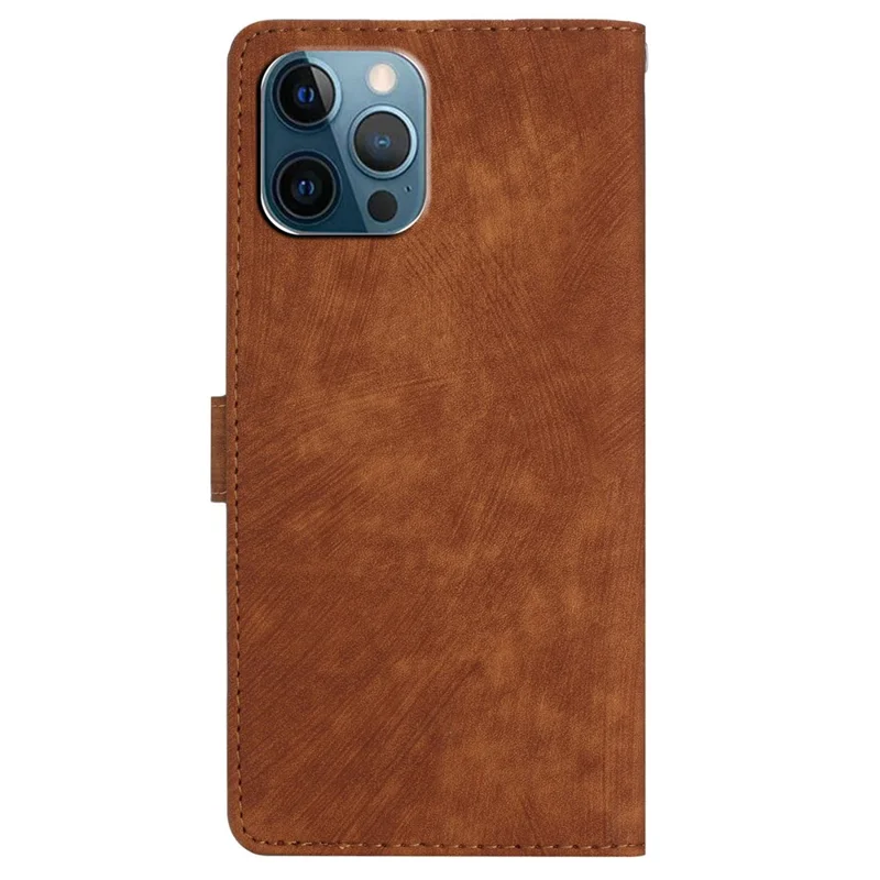 For iPhone 15 Pro Cell Phone Cover PU Leather Wallet Slim-Fit Mobile Phone Case Stand Skin-touch Shell - Brown