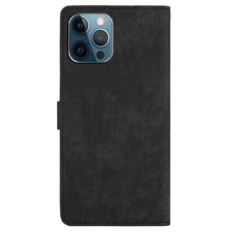 For iPhone 15 Pro Max PU Leather Mobile Phone Case Wallet Stand Skin-touch Phone Cover - Black