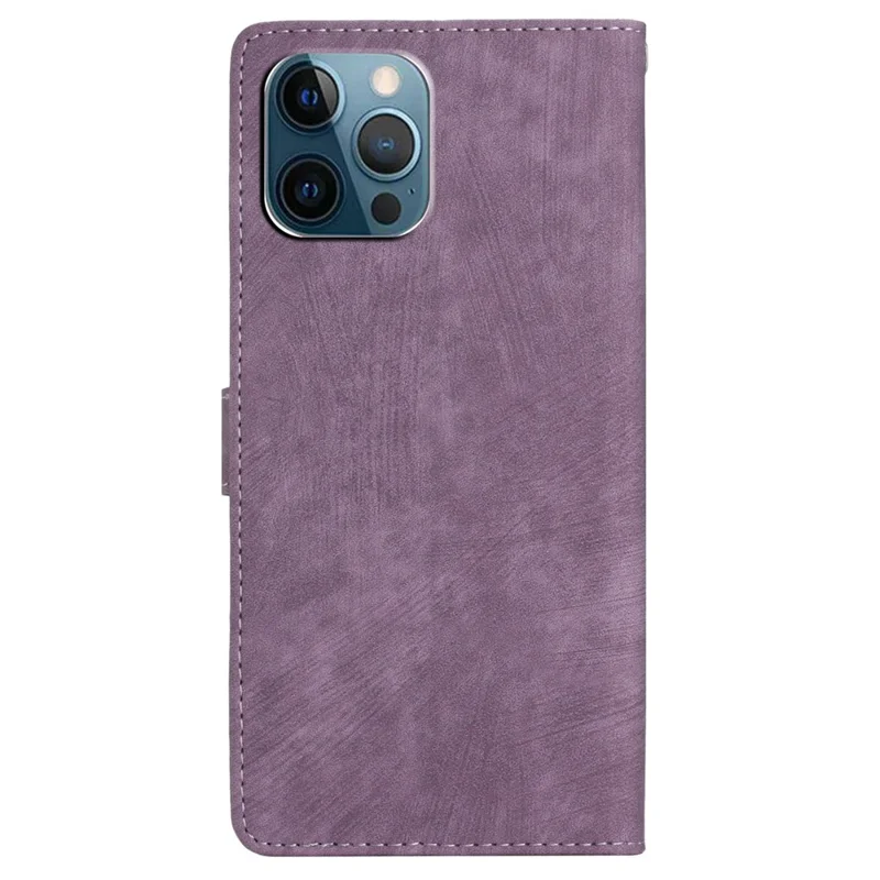 For iPhone 15 Pro Max PU Leather Mobile Phone Case Wallet Stand Skin-touch Phone Cover - Purple